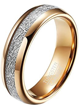Homxi Wolfram Ring Herren Damen,Paarringe Gravur Rund 6mm Rosegold Damen Herrenringe Damen Herrenring Gr.52 (16.6)
