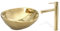 VBChome Waschbecken Gold + Armatur 41 x 35 x 15 cm Kleine Keramik Oval Waschtisch Handwaschbecken Aufsatzwaschbecken Waschschale Gäste WC