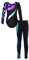 iEFiEL Mädchen Turnanzug Glitzer Gymnastik Leotard Langarm Akrobatik Anzug Tanzkostüme Turnbody Jumpsuit mit Sport Leggings Zb Marineblau 134-140
