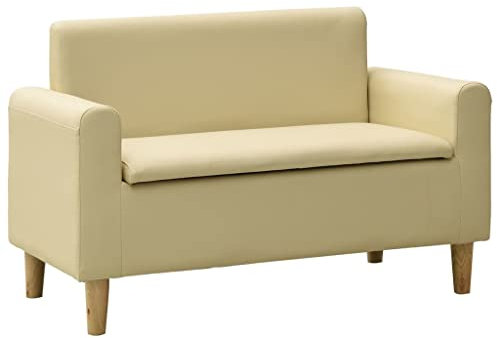 VACARX 2-Sitzer-Kindersofa, Kunstleder, cremeweiß