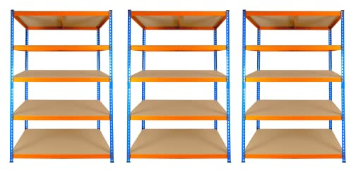 TRADE PRICE DEALS 3 BAY DEAL 5 Tier Extra Heavy Duty Racking Warehouse Storage Industrial Garage Metal Shelving 300kg Per Shelf (180 x 120 x 60cm)