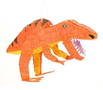 Dinosaur T-Rex Pinata Jurassic Park Party & Birthday Decoration, Unisex Smashable Supplies Orange Display Standard