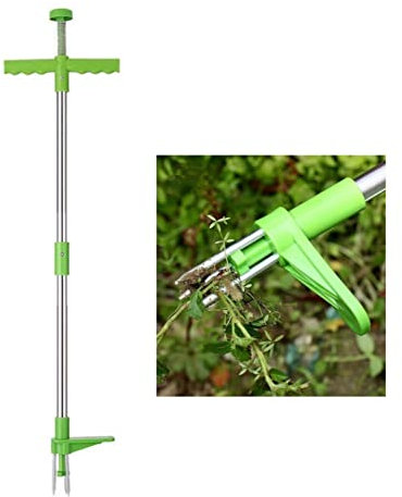 ADEPTNA Premium Long Handled Weed Puller for Lawn Yard Garden Patio- T-Handle Long Handle Weeder Easily Removes Without Stooping or Bending- Heavy Duty Weeder Extractor