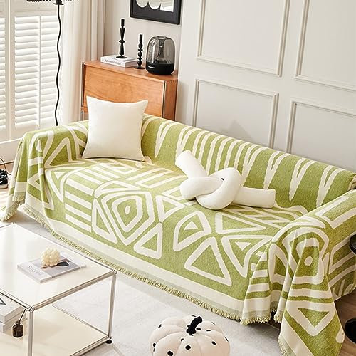 ZCXRYFL Universal Sofa üBerwüRfe 1 2 3 4-Sitzer Sofabezug L Form Eckcouch Sofa Abdeckung Weicher Chenille Bauernhausstil Sofa üBerwurfdecke FüR Katzen Hunde Rebellische(180X90cm,Green)