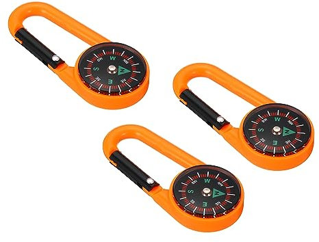 PATIKIL 3Stk Kompass Schnalle Kompass Schlüsselanhänger Wasserdicht Survival Tasche Kompass für Wandern Außen Camping Orange