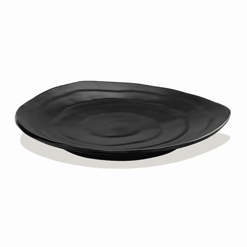OHYER Elegante Bandeja de Madera Redonda Baratijas en la Nube Forma Negro Llave Anillo Plato Joyas Clásico redondo mate negro Rayas Para el collar de aretes del anillo del reloj de joyas de la llave