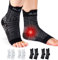 HUEGLO 4 Pairs Compression Socks For Women Men Neuropathy Plantar Fasciitis Socks Ankle Support Brace Breathable Anti-Slip Foot Support (2Black+2White, M)