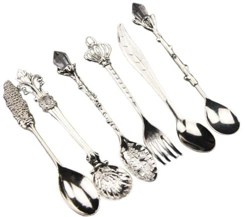 OCKULT 6 Pcs/set Spoon Coffee Spoon Eastern Gift Crafts Vintage Coffee Spoon 6-piece Spoon Jam Ice Set Dessert Spoon Cream Spoon