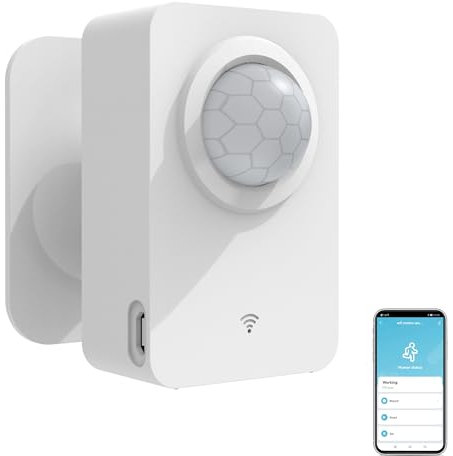 Smart Wi-Fi Bewegungsmelder, Drahtloser PIR-Bewegungsmelder mit App-Benachrichtigungsalarm und Großflächenerkennung, Batterie- oder USB-betrieben, Kontaktsensor für Home Security & Smart Home