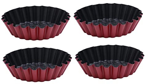 Milisten 4 Stück Blumenförmige Eierkuchenform Tortenform 9 Zoll abnehmbarer Boden Mini-Quichepfannen Bratpfanne pfannenwender Backwerkzeug Eierkuchen schimmeln Antihaft Mini-Brüste Käse