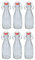 6PCS 150ML Leak Proof Clear Glass Vinegar Bottles with Plastic Swing Clip Top Easy Cap Airtight Stopper Lids Reusable Traditional Classic Style Oil Sauce Beverage Storage Dispenser for Home Kitchen