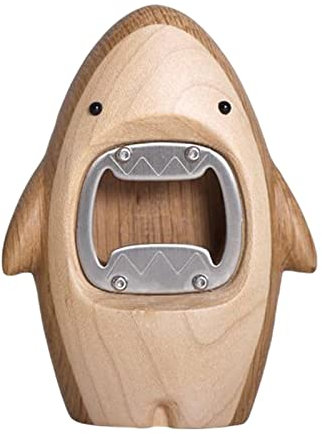 rockible Origineller Holzflaschenöffner in Hai-Design für gesellige Runden, Weiß