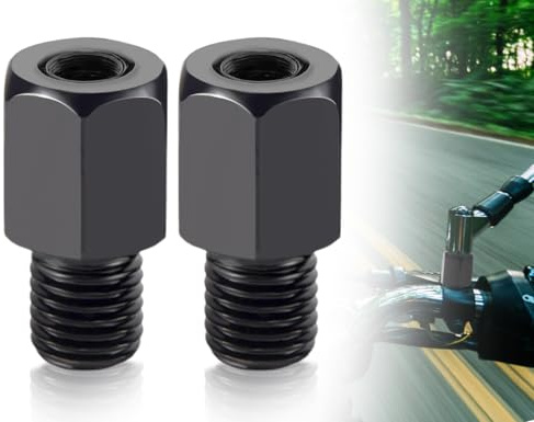 Lhbwhiz 2 Stück M8 auf M10 Linksgewinde spiegeladapter,Universal Motorrad Motorroller Spiegel Adapter,für Moped(Schwarz)