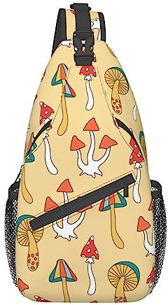 XVBCDFG Retro 70er Jahre Pilz-Schultertasche für Damen und Herren, Crossbody-Rucksack, Reisen, Wandern, Tagesrucksack, Schultertasche, Brusttasche mit verstellbarem Riemen, siehe abbildung,