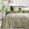 Freyamy Housse de Couette Fleurie 220x240+2 Taie d'oreiller 65x65cm Vert Vert Olive Feuilles Floral Parure de lit 2 Personnes Adulte Fleurs Sets de Housse Couette en Microfibre avec Fermeture Éclair