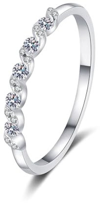 KnSam Diamantring 18K 750 Weiß Gold, 0.19ct Labor Erstellt Diamant Solitärring Klassiker Rund Design, Au750 Gold Hochzeitsring Echt Gold Schmuck für Damen, Gr.61 (19.4)