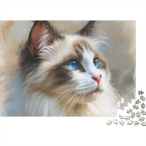 Cute Ragdoll Cat Jigsaw Puzzles 1000 Pieces for Adults Puzzle Pet Cat Picture 1000 Piece Difficult Jigsaw Puzzle Premium for Adults Gifts 1000pcs (75x50cm)