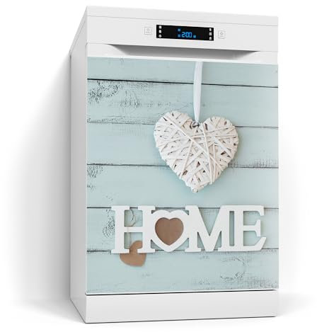 DEQORI Magnetfolie für Spülmaschine 60x70 cm | Motiv Holzschrift Home | dekorative Magnetmatte Geschirrspüler Schutz | Magnet Deko-Folie selbstklebend, magnetisch & wasserabweisend