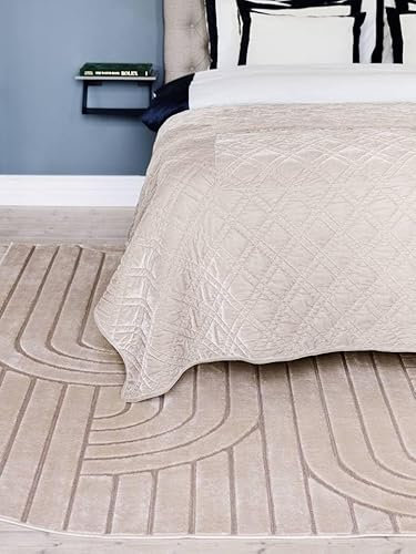 RugVista Flowie, Teppich, Moderne Teppiche, 200 x 140 cm, Niedriger Stapel, Wohnzimmer, Schlafzimmer, Nur chemische Reinigung, Oeko_tex_100, Beige