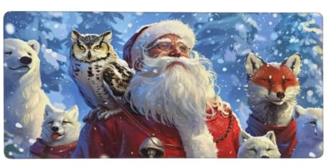 Weiß Mauspad Groß Fuchs Schreibtischunterlage Size 800x400x3mm Gaming mauspad, Vernähte Kanten, wasserdichte Maus Pads Rutschfester Gummierte Unterseite Verschleißfest Strapazierfähig Mousepad N1-187