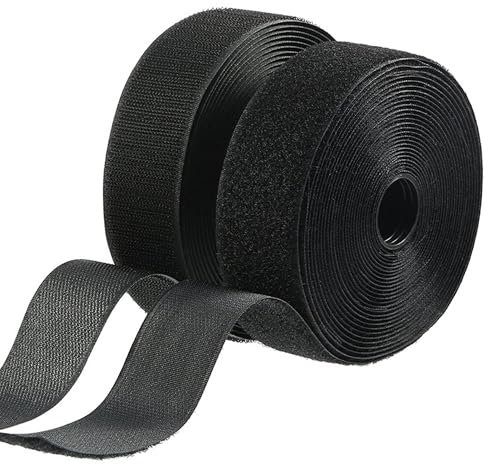 Sew On Hook and Loop Tape, 5cm x 2m Sew On Hook and Loop Strips Hook and Loop Tape Sew On Tape Fastening Nylon Fabric Tape for Sewing Crafting Fixing Cushions Black