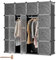 Ansobea Regalsystem Kleiderschrank Mit 2 Kleiderstange und 2 Aufhängehaken Steckregal mit Türen Modularer Kombischrank für Spielzeug, Schuhe, Bücher