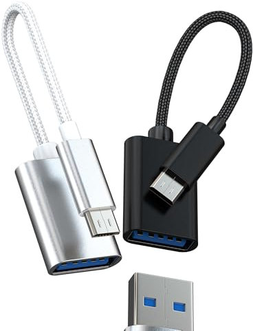 Cavo OTG USB a Micro USB Femmina Adattatore USB 3.0 (Set di 2) Compatibile con Samsung per Tablet Compatibile con Samsung Dati Connettore Disco Esterno Adattatore