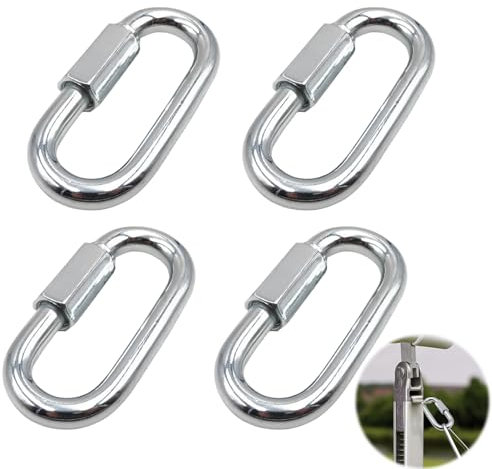 4 Pcs Locking Carabiner Screw Quick Link Carabiner Clip Heavy Duty Mini Carabiner Repair Utility Links Safety Chain Connector for Equipment Locking for Outdoor Camping Climbing Fishing Hiking