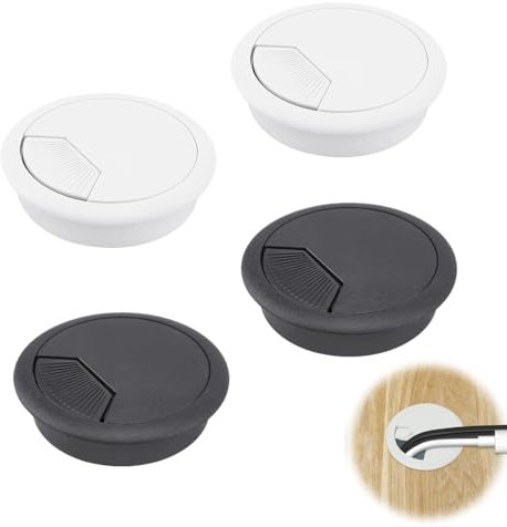 MOLZINY 4 Pièces Passe Cable Bureau Passe Câble en Plastique Couvercle de Filetage de Câble 60mm Oeillets de Trou de Câble Passe Cable Bureau pour Les Meubles de Bureau Table Bureau d'ordinateu