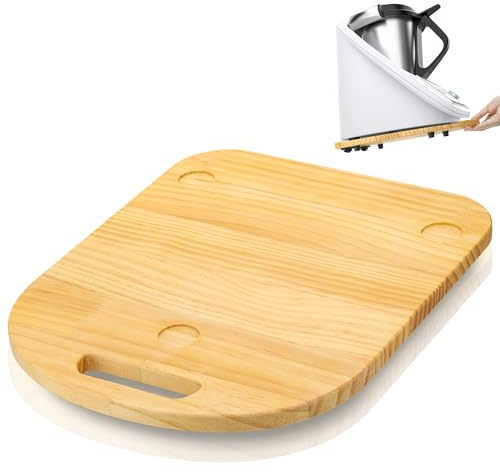 MICHIHOMIE Planche Coulissante Compatible avec Thermomix TM6 TM5, Planche Support Accessoire Compatible avec Thermomix, Bambou Bois Plateau/Slider avec Roulettes, Stable et Facile à Déplace