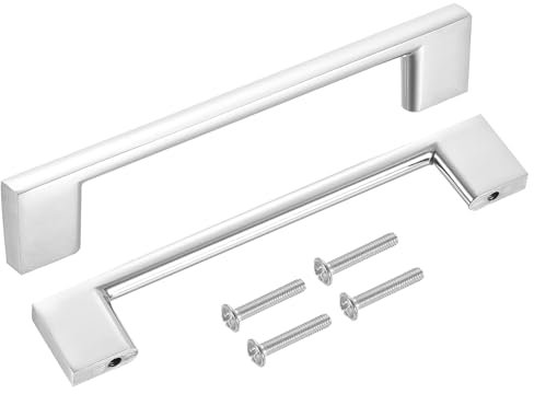 sourcing map Schubladengriffe, Aluminiumlegierung, Küchenschrankgriffe, rechteckig, Möbelbeschläge, solide Griffe für Schminktisch, Kleiderschrank, Chrom, 8 Stück