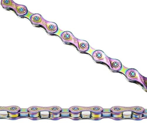 DUANSIYU Fahrradkette 8S/9S/10S/11Gang Fahrradkette Regenbogenfarbe 116 Glieder Ultraleichte Fahrradkette mit magischer Schnalle for MTB/BMX/Rennrad Fahrrad Kette(9S Rainbow Chain)