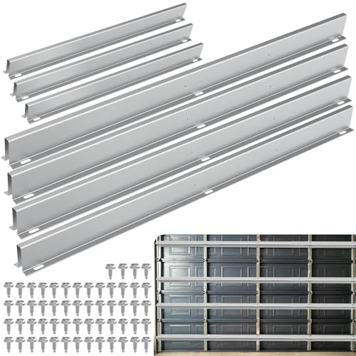 16FT Garage Door Support Strut Kit (Double Car Door), 18-Gauge (1mm) Galvanized Steel Reinforcement - Storm-Ready Anti-Buckling Brace, 7-Segment Overlapping Design, Fits 16x7 16x8 Doors