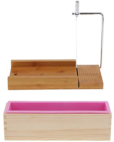 Loaf Soap Cutter with Wire Slicer + 1Pcs Soap Silicone Loaf Mold Wooden Box for Soap/Cake Making Supplies