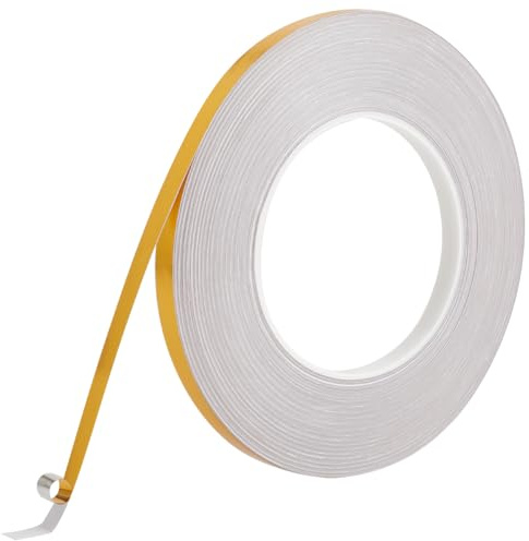 GORGECRAFT Cinta de Poliéster Metalizada Dorada de 50 m X 8mm Cepillada Autoadhesiva Decorativa con Acabado Brillante Tipo Espejo Moldura de Borde para Envolver Arte Gráfico de Pared.