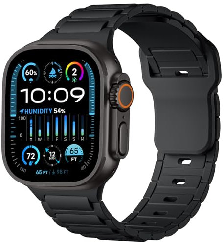 Dirrelo Sportarmband Kompatibel mit Apple Watch Ultra 2 Armband 49mm 46mm 44mm 45mm 42mm Herren Damen, Weich Silikon Sport Wasserdicht Band für iWatch Ultra Series 10 9 8 7 SE 6 5 4 3 2 1,Schwarz