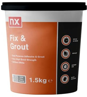 NX Dual Purpose Fix & Grout Ready mixed Brilliant white Wall tile Adhesive & grout 1.5kg