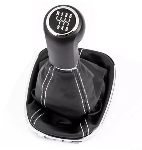 MeevrgR Pomo de palanca de cambios de cuero negro de lujo diseñado para Opel Corsa D S07 (2006 2014) con funcionalidad de 6 velocidades