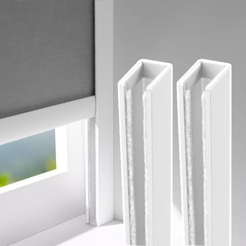 Jievmrs 46 52 58 60 70 72 Inch Light Blocking Strips, U-Shaped Side Rail Track for Blackout Roller Blinds, Home Theaters/Hotel/Nursery Light Blockers(White 2pcs,55cm/21.7inch/1.8ft)