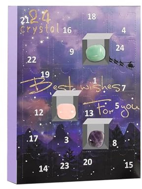 Edelstein Adventskalender 2025 für Kinder mit 24 Natürlichen Mineralien, Edelsteine und Weihnachtskalender Kristalle Armband, Weihnachts Countdown Geschenke für Mädchen Jungen