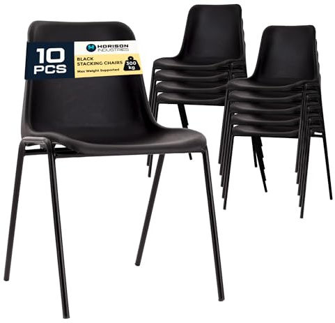 Horison Industries Plastic Chairs, 10 Pack, Stacking Set, 80x45x36cm | Horison Industries Plastic Chairs, 10 Pack, Stacking Set, 80x45x36cm