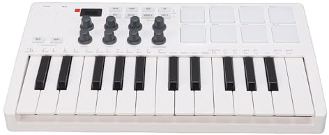 Asixxsix MIDI Keyboard Controller 25 Keys, Wireless Bluetooth Mini Portable Beat Maker Machine with 8 Backlit Drum Pads 8 Knobs 2 Capacitive Touch Strips for Music Production
