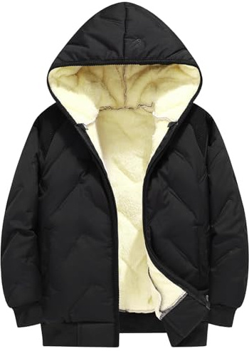 Vestes doublées en polaire pour jeunes enfants - Doudoune matelassée chaude à capuche - Garçons et filles - Fermeture éclair - Coupe-vent - Hiver