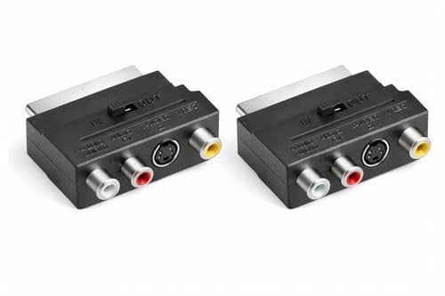 Yewseas 2PCS Adapter Scart auf 3 x in Out + S-Video S-VHS, Anschluss Audio Video in Schwarz für eine optimale Übertragung von Bild und Ton, ideal für Ihre AV-Geräte