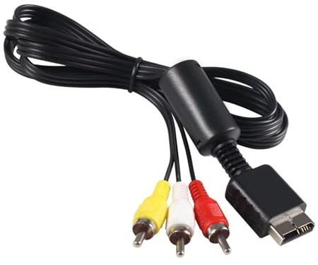 Générique Câble AV pour PS2, Câble Cordon AV Composite Audio Vidéo, AV Vers RCA Composite Audio Vidéo Cordon TV, Câbles AV pour Sony Playstation PS2 (1,8m)
