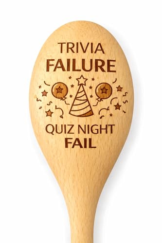 Funny Engraved Wooden Spoon – Quiz Night Kitchen Utensils, “Quiz Loser/Quiz Dummy/Trivia Failure” – Novelty Cooking Spoons Gift for Quiz Lovers, Pub Quiz Fans & Party Games (Trivia Failure...)
