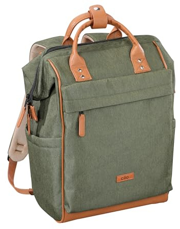 Cilio Rucksack ELBA dunkelgrün 19 L, 30×17×45 cm, Polyester, außen wasserabweisend, Innenbeschichtung, Kunstlederboden, Reißverschluss-Fronttasche, Laptopfach 29x27 cm, Schultergurte gepolstert
