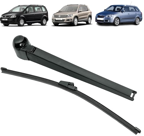 Brazo limpiaparabrisas trasero compatible para Fabia 2 Break (545) (2006-2014), Tiguan 1 (2007-2016) y Touran 1 (2003-2010). CON ESCOBILLA TRASERA. 1T0955707C