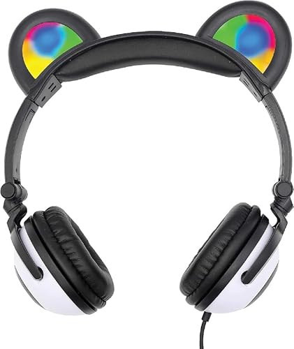 Generico CUFFIE STEREO OVER-EAR PREMIUM CON LED PANDA E CAVO AUX