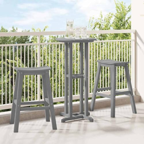 Ordellia 2er Set Barhocker Hellgrau aus HDPE, 52 x 43 x 73,5 cm, wetterfeste Gartenhocker für Terrasse, Balkon und Patio, pflegeleichte Sitzgelegenheit für den Außenbereich